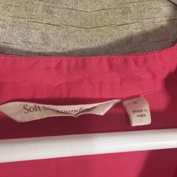 Coral Soft Surroundings Button Detail Blouse Sz L - Picture 7 of 7